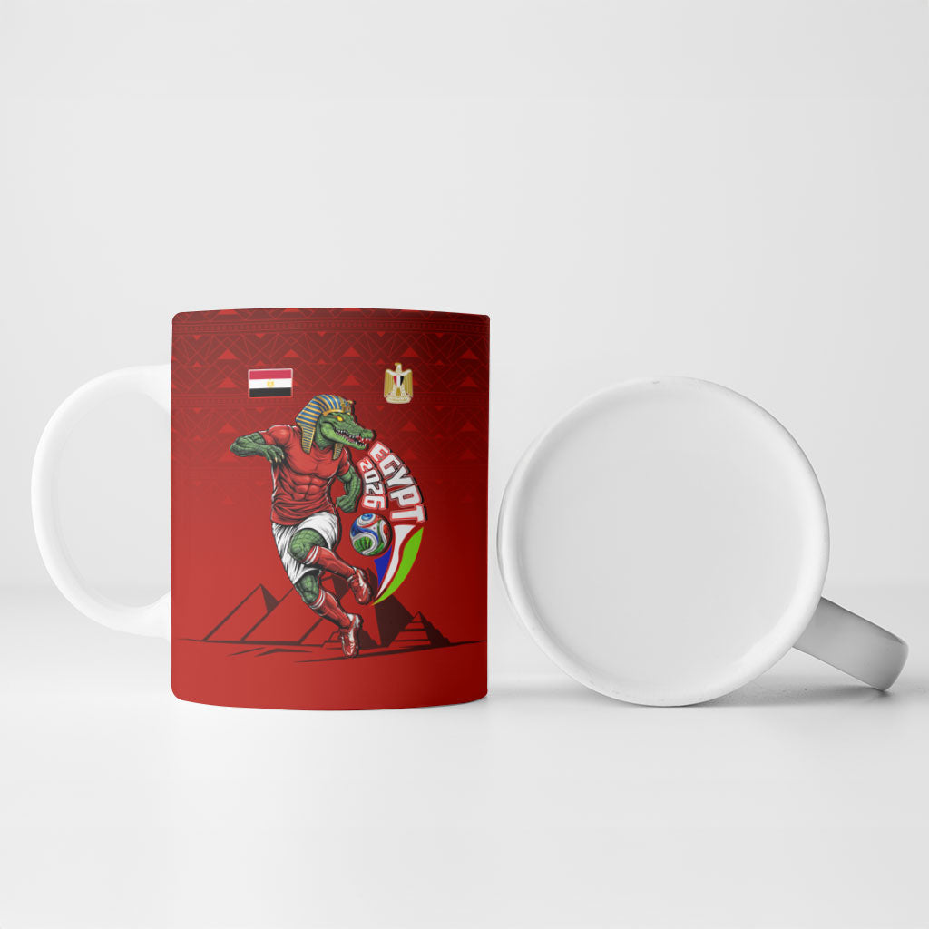 Personalized Egypt Soccer Crocodile Mascot Ceramic Mug Egyptian Pyramid Football Cultural Graphic Art