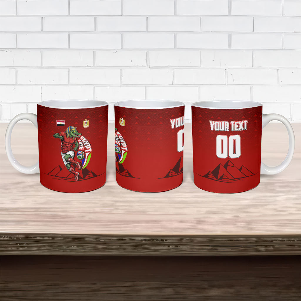 Personalized Egypt Soccer Crocodile Mascot Ceramic Mug Egyptian Pyramid Football Cultural Graphic Art