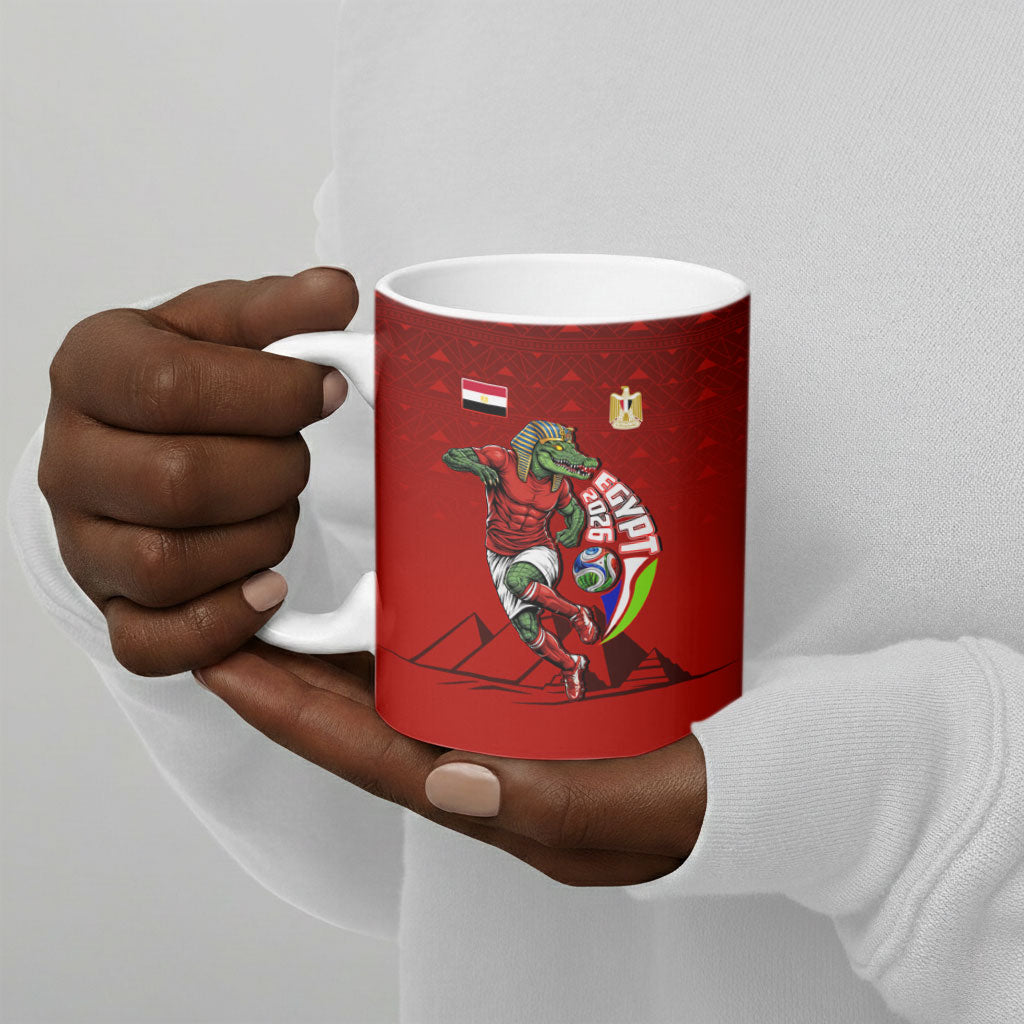 Personalized Egypt Soccer Crocodile Mascot Ceramic Mug Egyptian Pyramid Football Cultural Graphic Art