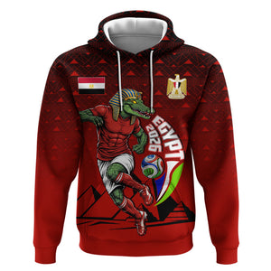 Personalized Egypt Soccer Crocodile Mascot Hoodie Egyptian Pyramid Football Cultural Graphic Art