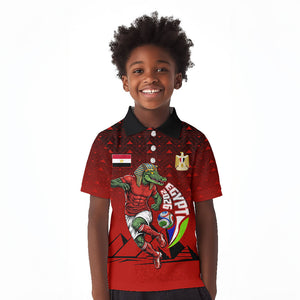 Personalized Egypt Soccer Crocodile Mascot Kid Polo Shirt Egyptian Pyramid Football Cultural Graphic Art