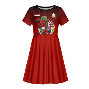 Personalized Egypt Soccer Crocodile Mascot Kid Short Sleeve Dress Egyptian Pyramid Football Cultural Graphic Art