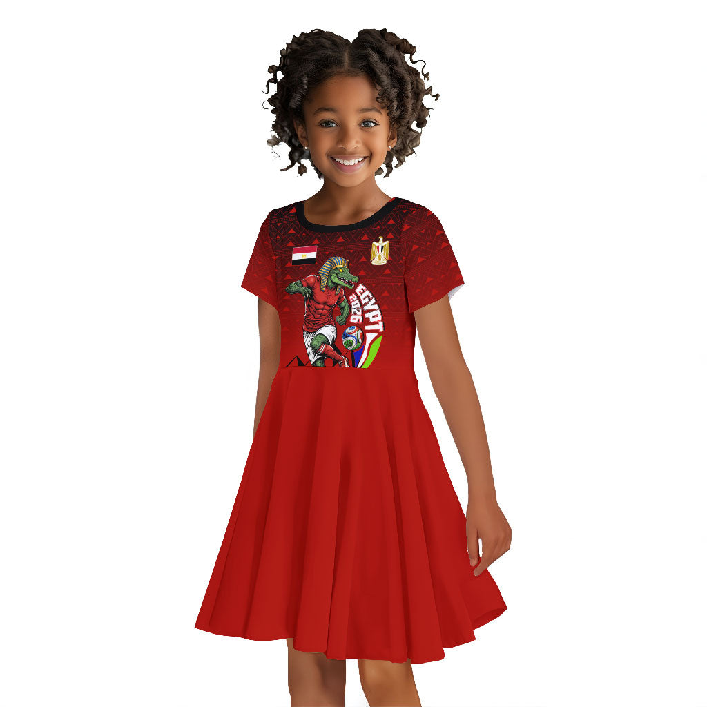 Personalized Egypt Soccer Crocodile Mascot Kid Short Sleeve Dress Egyptian Pyramid Football Cultural Graphic Art