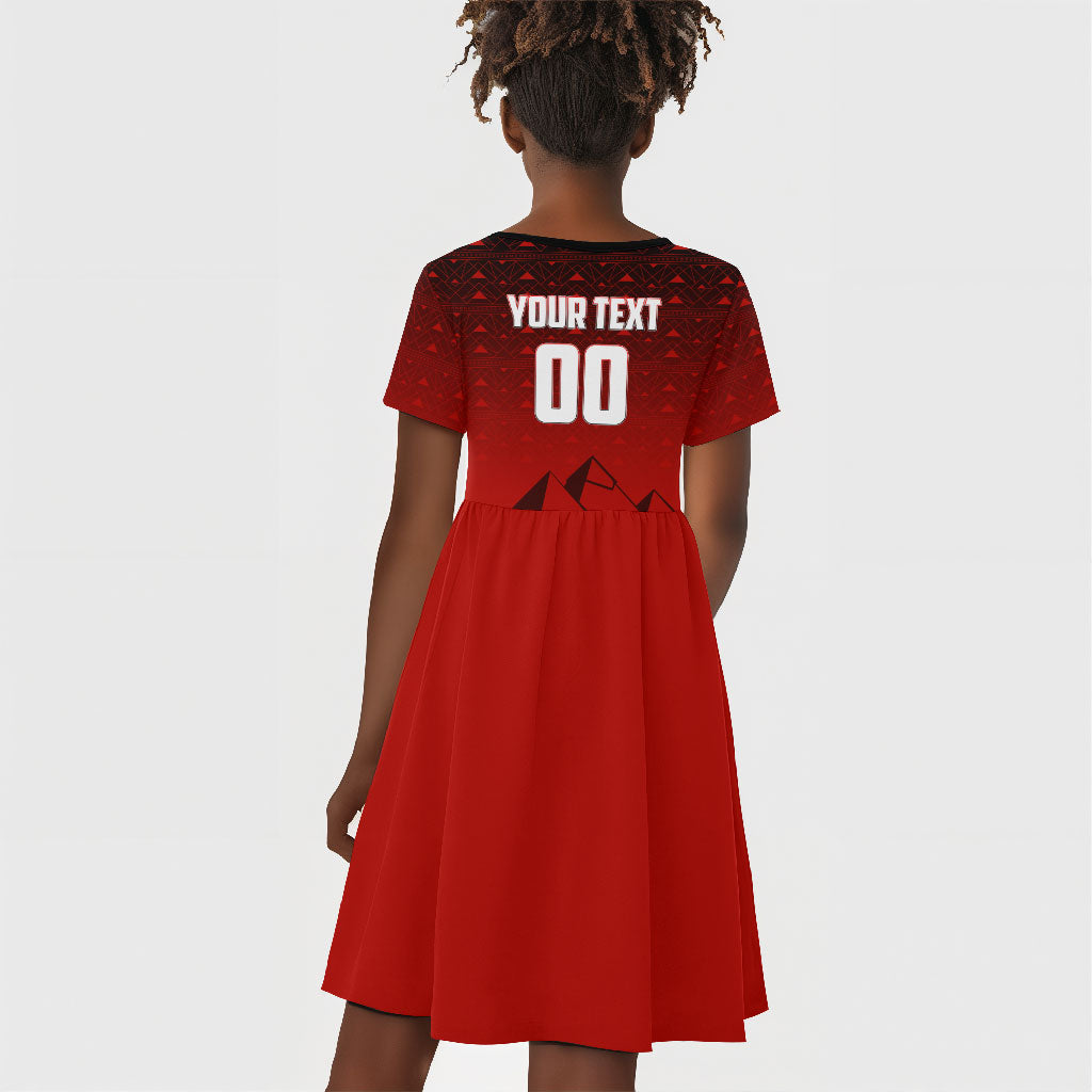 Personalized Egypt Soccer Crocodile Mascot Kid Short Sleeve Dress Egyptian Pyramid Football Cultural Graphic Art