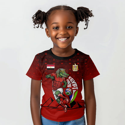 Personalized Egypt Soccer Crocodile Mascot Kid T shirt Egyptian Pyramid Football Cultural Graphic Art
