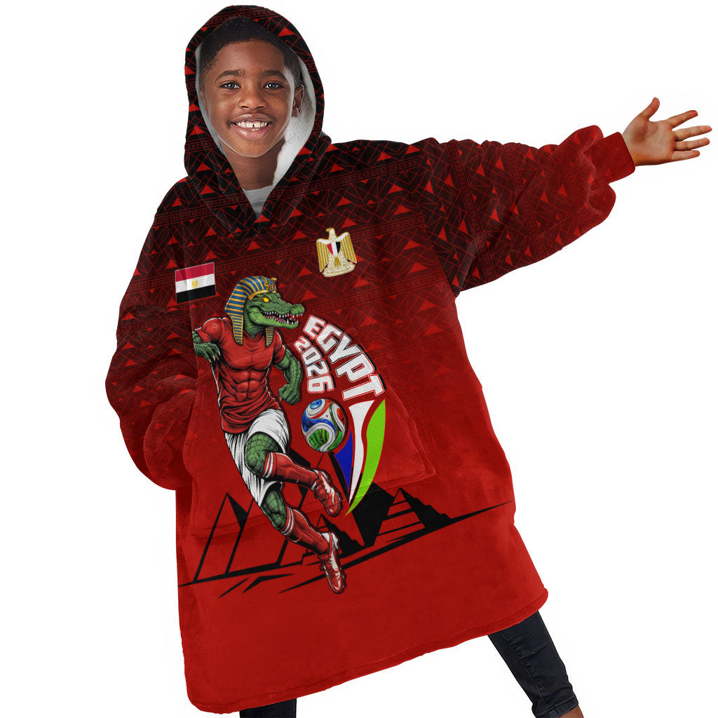 Personalized Egypt Soccer Crocodile Mascot Kid Wearable Blanket Hoodie Egyptian Pyramid Football Cultural Graphic Art