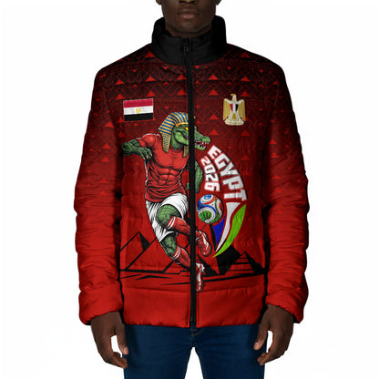 Personalized Egypt Soccer Crocodile Mascot Padded Jacket Egyptian Pyramid Football Cultural Graphic Art