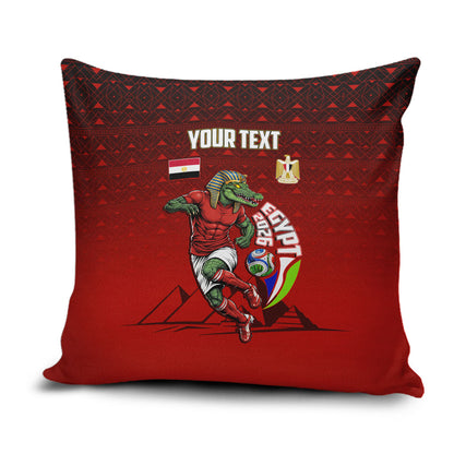 Personalized Egypt Soccer Crocodile Mascot Pillow Cover Egyptian Pyramid Football Cultural Graphic Art