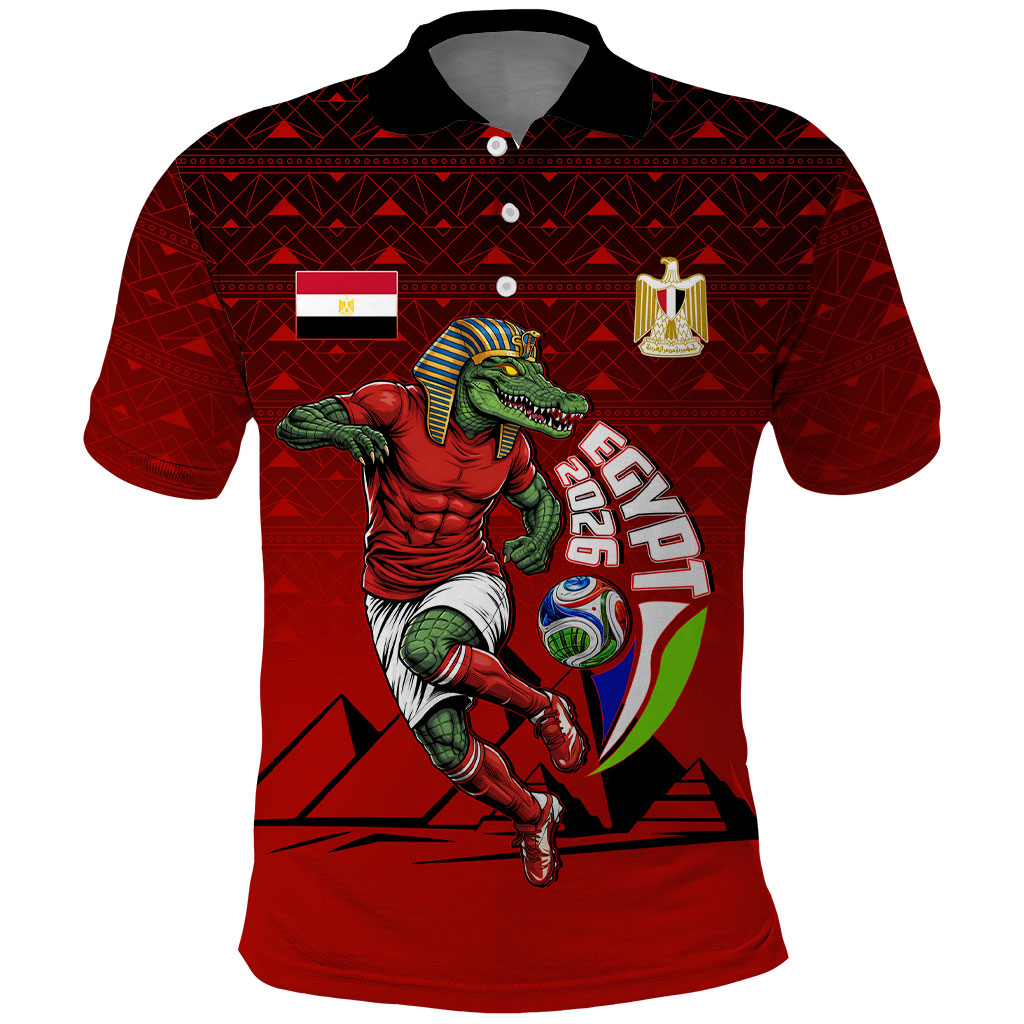 Personalized Egypt Soccer Crocodile Mascot Polo Shirt Egyptian Pyramid Football Cultural Graphic Art