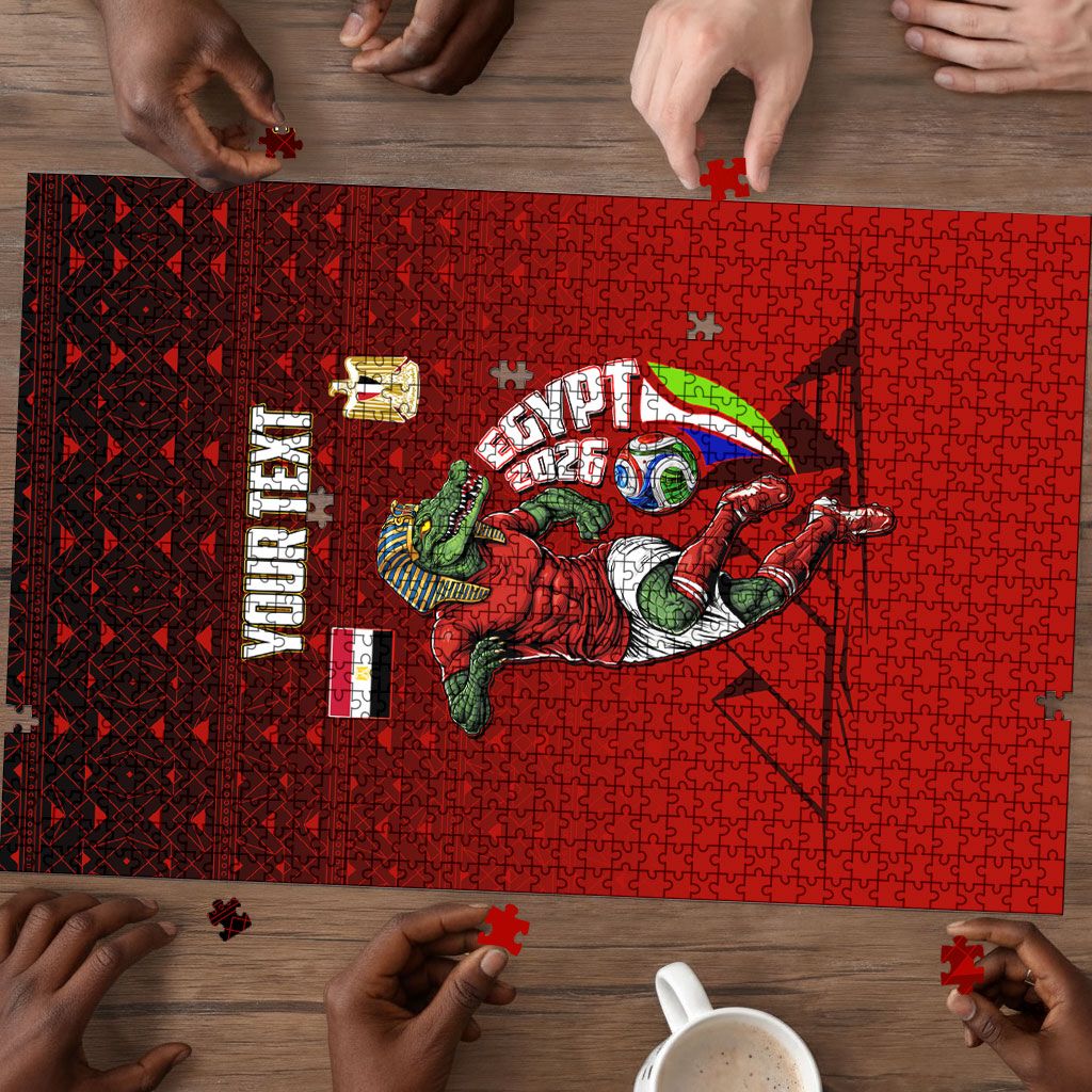 Personalized Egypt Soccer Crocodile Mascot Puzzle Egyptian Pyramid Football Cultural Graphic Art
