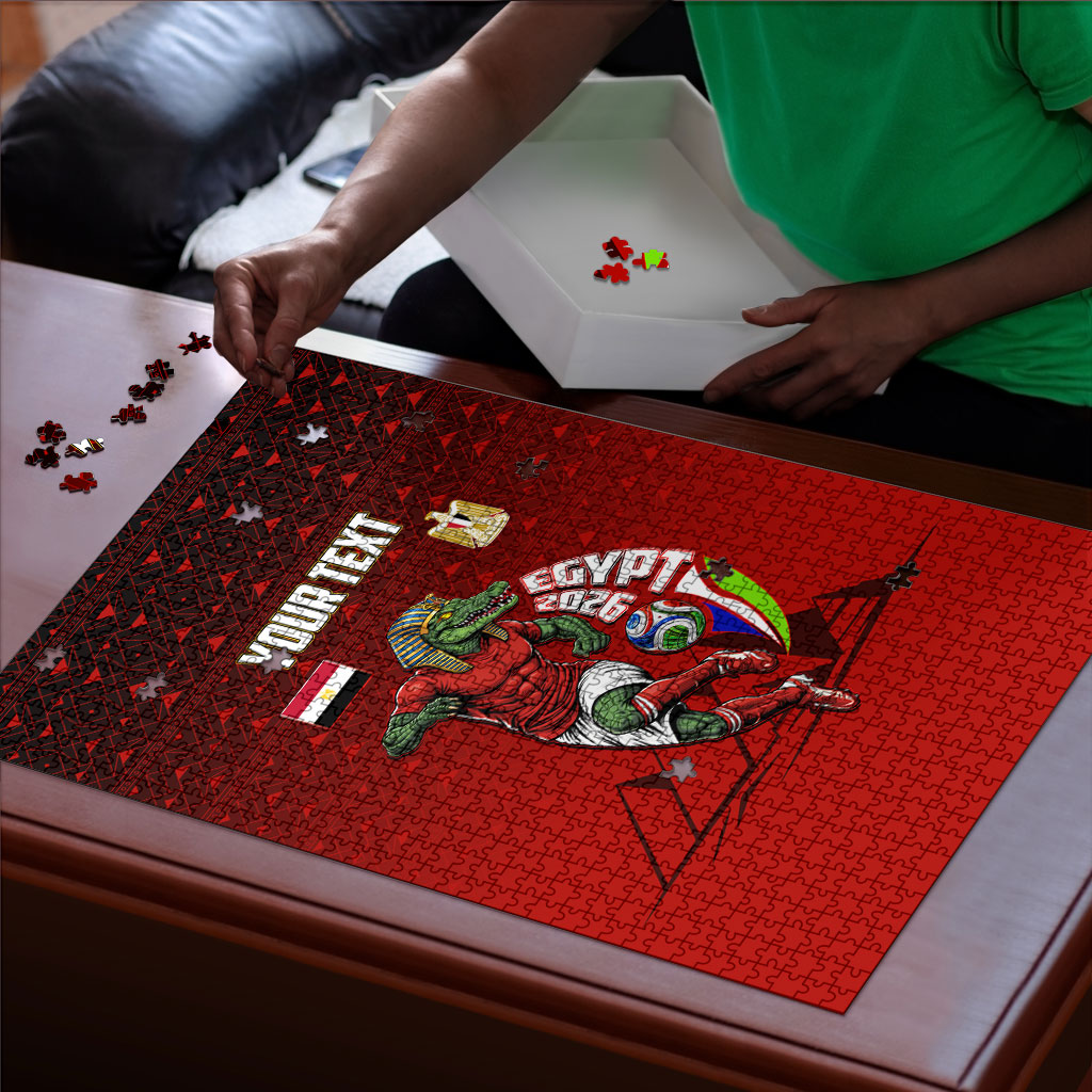 Personalized Egypt Soccer Crocodile Mascot Puzzle Egyptian Pyramid Football Cultural Graphic Art