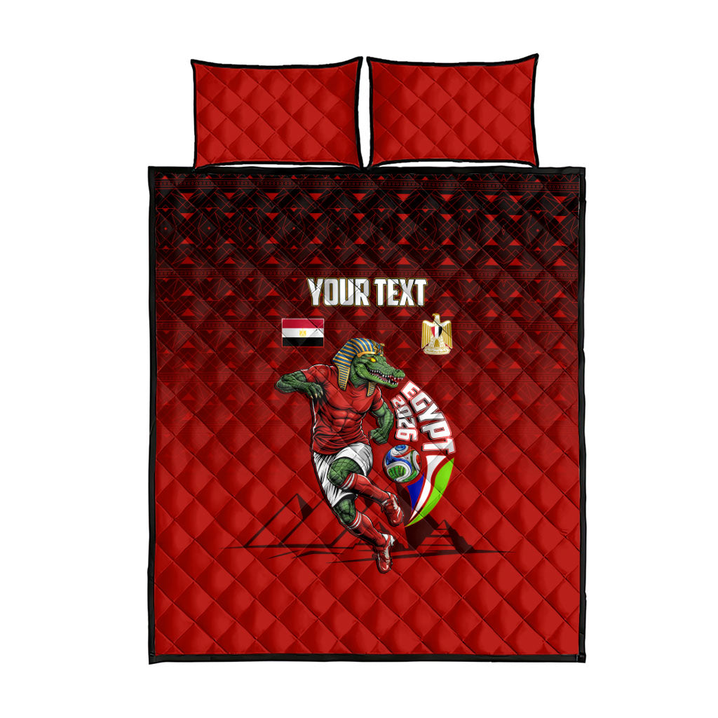 Personalized Egypt Soccer Crocodile Mascot Quilt Bed Set Egyptian Pyramid Football Cultural Graphic Art