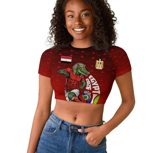 Personalized Egypt Soccer Crocodile Mascot Raglan Cropped T shirt Egyptian Pyramid Football Cultural Graphic Art