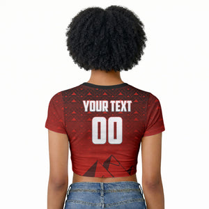 Personalized Egypt Soccer Crocodile Mascot Raglan Cropped T shirt Egyptian Pyramid Football Cultural Graphic Art