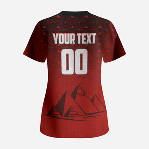 Personalized Egypt Soccer Crocodile Mascot Scrub Top Egyptian Pyramid Football Cultural Graphic Art