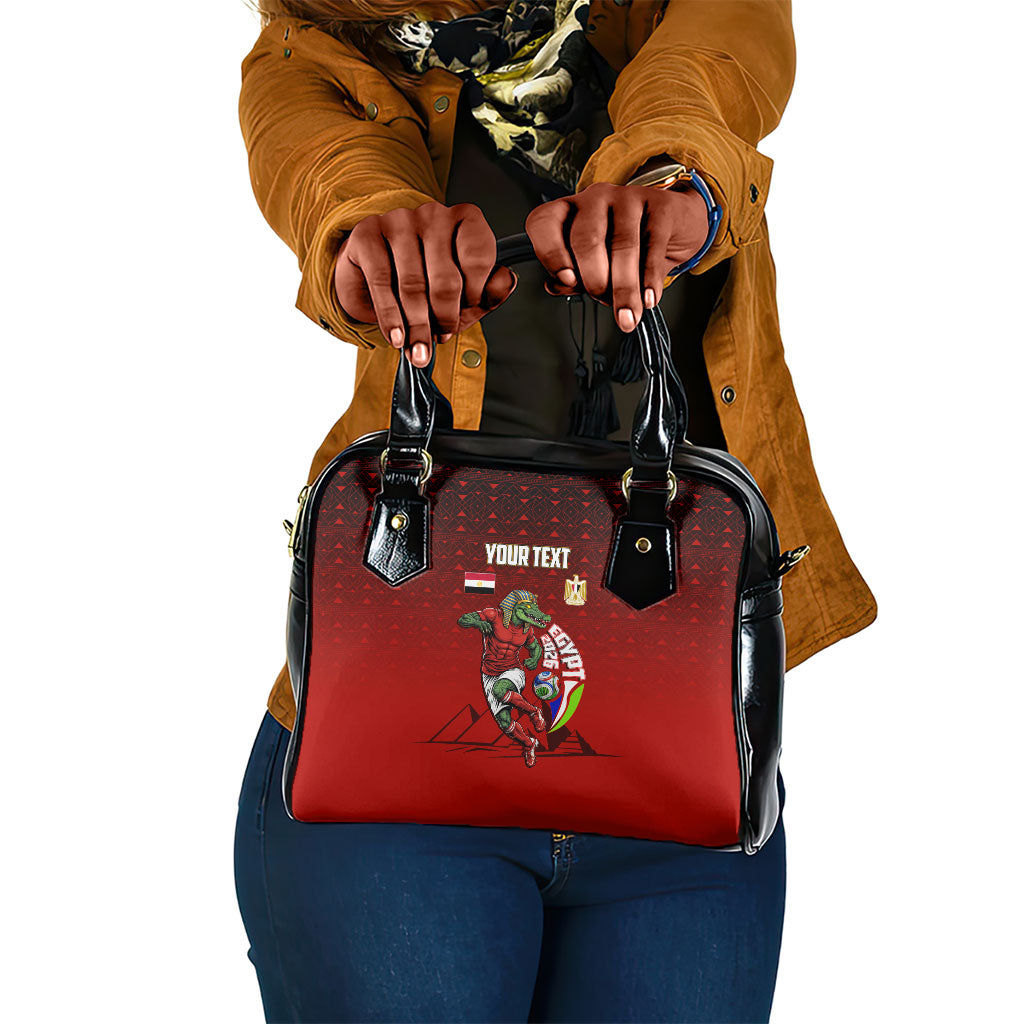 Personalized Egypt Soccer Crocodile Mascot Shoulder Handbag Egyptian Pyramid Football Cultural Graphic Art