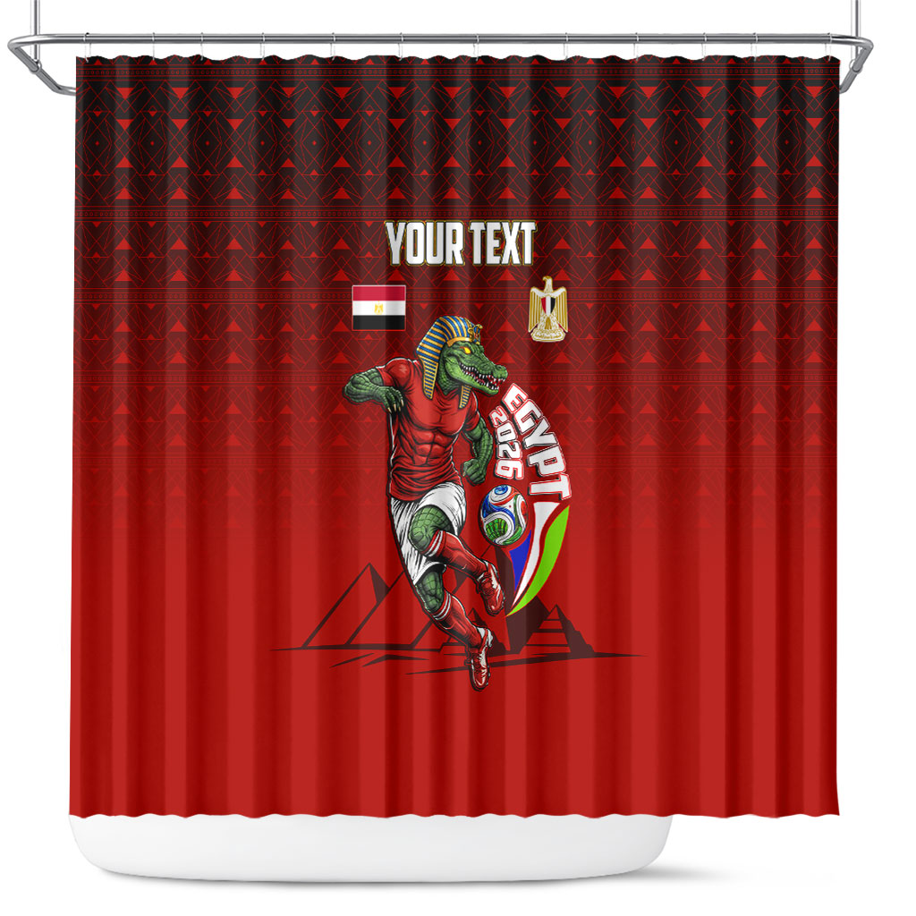 Personalized Egypt Soccer Crocodile Mascot Shower Curtain Egyptian Pyramid Football Cultural Graphic Art