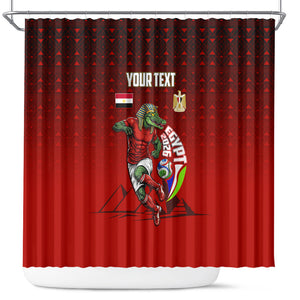 Personalized Egypt Soccer Crocodile Mascot Shower Curtain Egyptian Pyramid Football Cultural Graphic Art