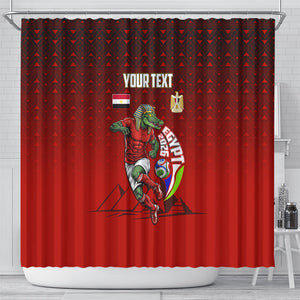 Personalized Egypt Soccer Crocodile Mascot Shower Curtain Egyptian Pyramid Football Cultural Graphic Art