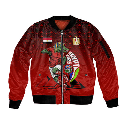 Personalized Egypt Soccer Crocodile Mascot Sleeve Zip Bomber Jacket Egyptian Pyramid Football Cultural Graphic Art