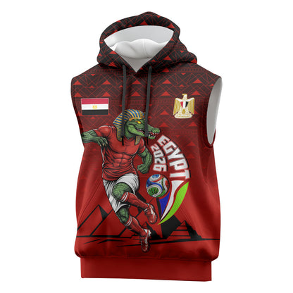 Personalized Egypt Soccer Crocodile Mascot Sleeveless Hoodie Egyptian Pyramid Football Cultural Graphic Art
