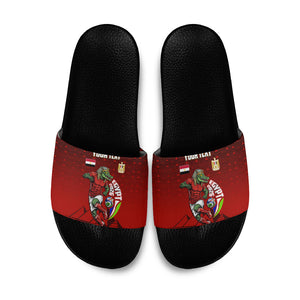 Personalized Egypt Soccer Crocodile Mascot Slide Sandals Egyptian Pyramid Football Cultural Graphic Art