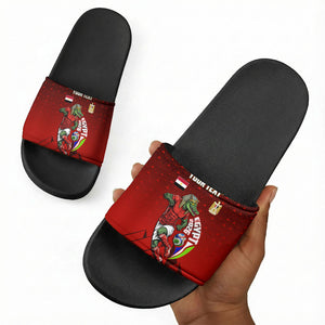 Personalized Egypt Soccer Crocodile Mascot Slide Sandals Egyptian Pyramid Football Cultural Graphic Art