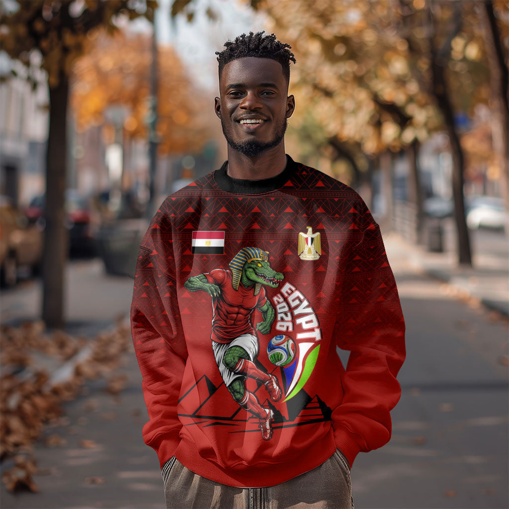 Personalized Egypt Soccer Crocodile Mascot Sweatshirt Egyptian Pyramid Football Cultural Graphic Art