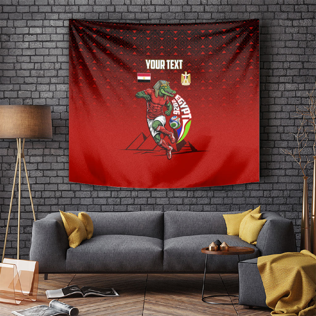 Personalized Egypt Soccer Crocodile Mascot Tapestry Egyptian Pyramid Football Cultural Graphic Art