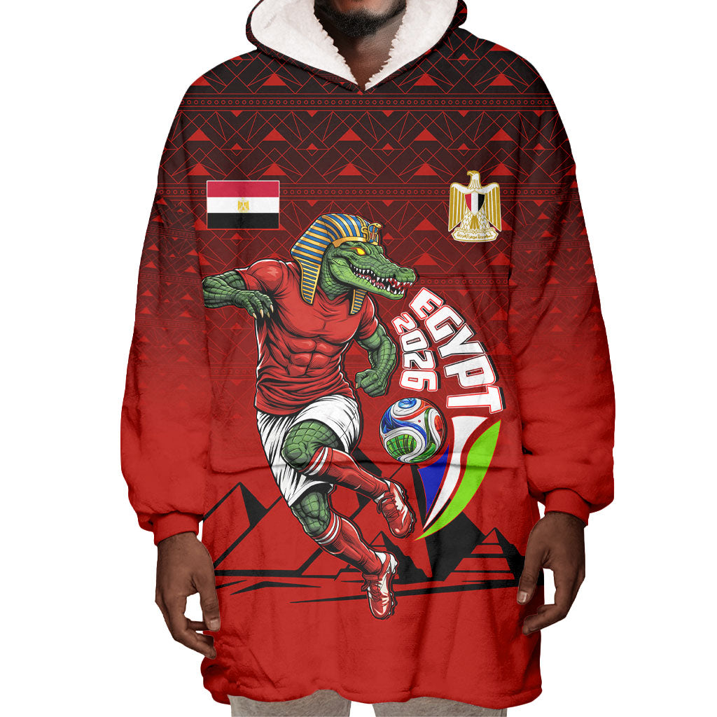 Personalized Egypt Soccer Crocodile Mascot Wearable Blanket Hoodie Egyptian Pyramid Football Cultural Graphic Art