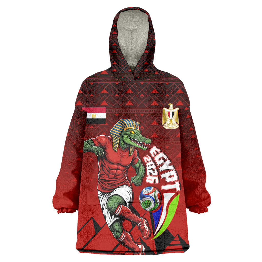 Personalized Egypt Soccer Crocodile Mascot Wearable Blanket Hoodie Egyptian Pyramid Football Cultural Graphic Art