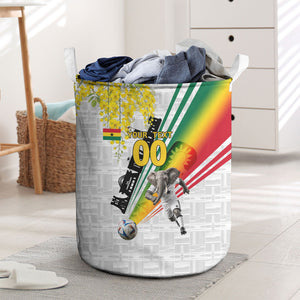 Personalized Ghana Soccer Elephant Laundry Basket Ghana Flag Kente Football Player - Cassia Fistula Flower