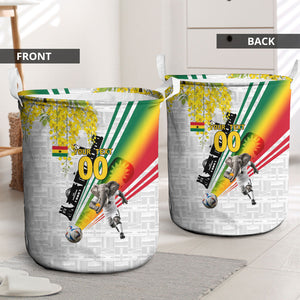 Personalized Ghana Soccer Elephant Laundry Basket Ghana Flag Kente Football Player - Cassia Fistula Flower
