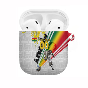 Personalized Ghana Soccer Elephant AirPods Case Ghana Flag Kente Football Player - Cassia Fistula Flower
