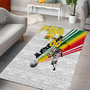 Personalized Ghana Soccer Elephant Area Rug Ghana Flag Kente Football Player - Cassia Fistula Flower