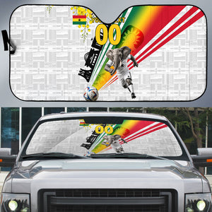 Personalized Ghana Soccer Elephant Auto Sun Shade Ghana Flag Kente Football Player - Cassia Fistula Flower