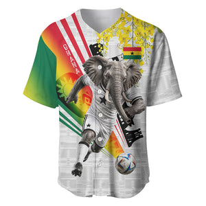 Personalized Ghana Soccer Elephant Baseball Jersey Ghana Flag Kente Football Player - Cassia Fistula Flower