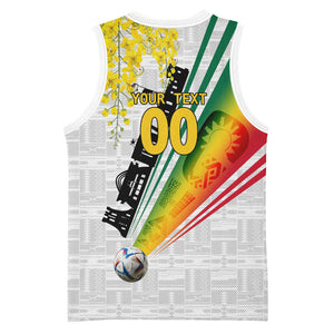 Personalized Ghana Soccer Elephant Basketball Jersey Ghana Flag Kente Football Player - Cassia Fistula Flower