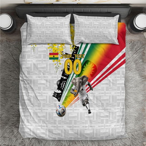 Personalized Ghana Soccer Elephant Bedding Set Ghana Flag Kente Football Player - Cassia Fistula Flower
