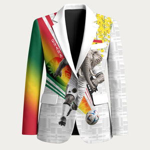 Personalized Ghana Soccer Elephant Blazer Ghana Flag Kente Football Player - Cassia Fistula Flower