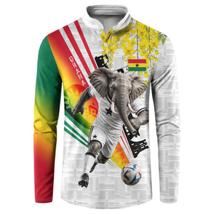 Personalized Ghana Soccer Elephant Button Sweatshirt Ghana Flag Kente Football Player - Cassia Fistula Flower