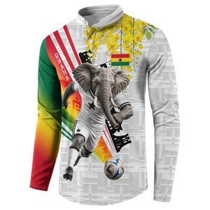Personalized Ghana Soccer Elephant Button Sweatshirt Ghana Flag Kente Football Player - Cassia Fistula Flower