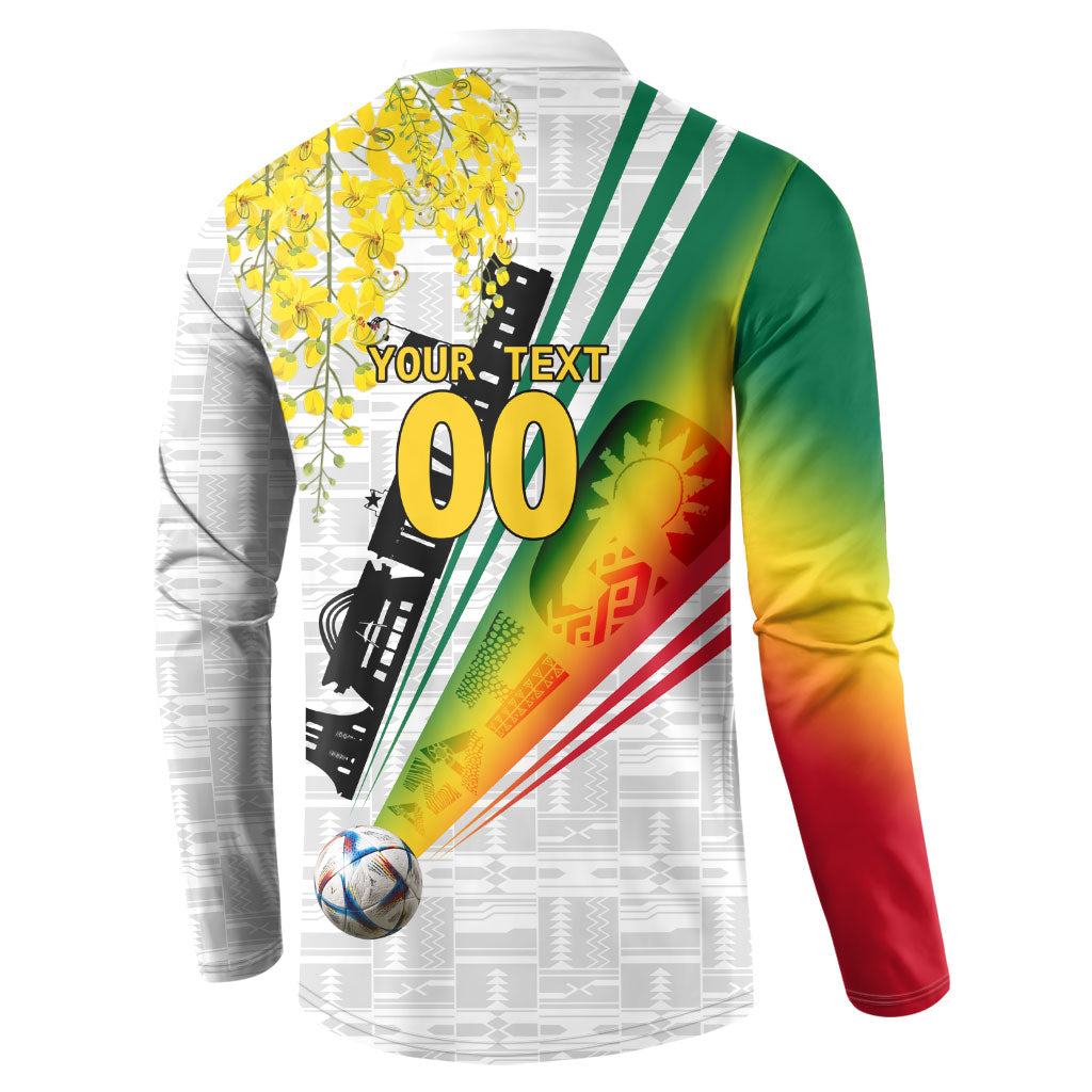 Personalized Ghana Soccer Elephant Button Sweatshirt Ghana Flag Kente Football Player - Cassia Fistula Flower
