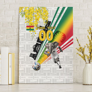 Personalized Ghana Soccer Elephant Canvas Wall Art Ghana Flag Kente Football Player - Cassia Fistula Flower