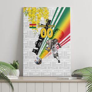 Personalized Ghana Soccer Elephant Canvas Wall Art Ghana Flag Kente Football Player - Cassia Fistula Flower
