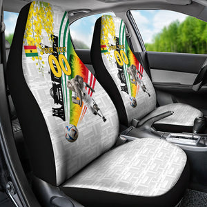 Personalized Ghana Soccer Elephant Car Seat Cover Ghana Flag Kente Football Player - Cassia Fistula Flower