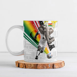 Personalized Ghana Soccer Elephant Ceramic Mug Ghana Flag Kente Football Player - Cassia Fistula Flower