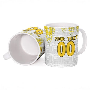 Personalized Ghana Soccer Elephant Ceramic Mug Ghana Flag Kente Football Player - Cassia Fistula Flower