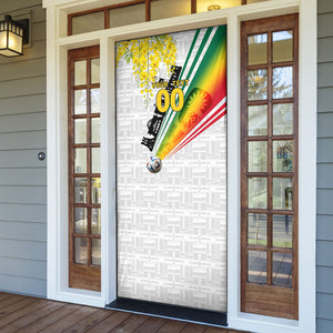 Personalized Ghana Soccer Elephant Door Cover Ghana Flag Kente Football Player - Cassia Fistula Flower