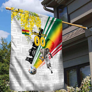 Personalized Ghana Soccer Elephant Garden Flag Ghana Flag Kente Football Player - Cassia Fistula Flower